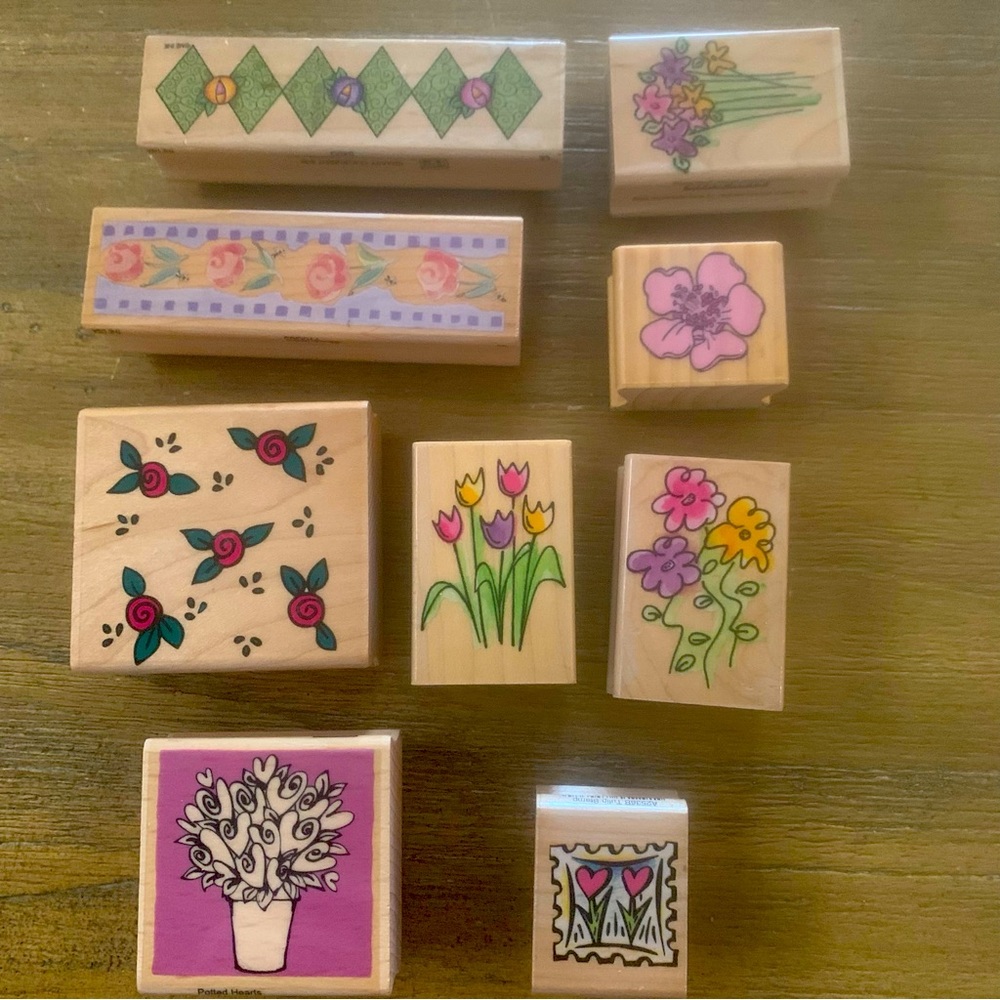 Rubber stamps 9 pieces floral